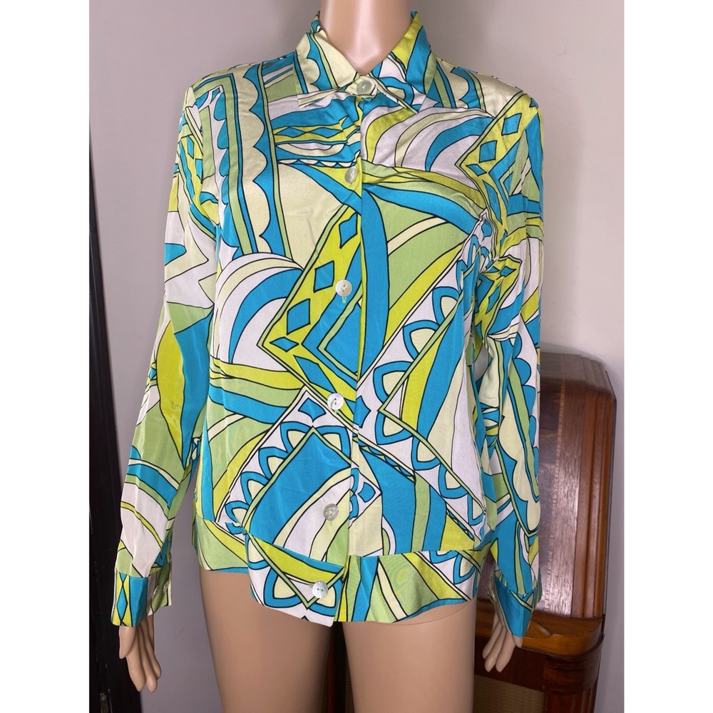 Small Retro Silk Collared Blouse - image 1